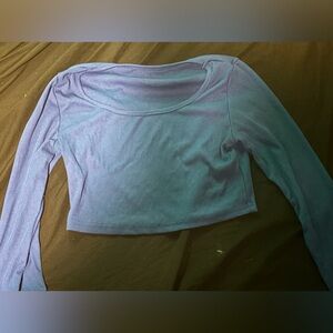 Blue crop top long sleeve shirt